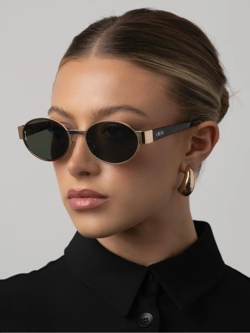 *Brand New* OTRA Gold Frame Oval Sunglasses with Green Lenses